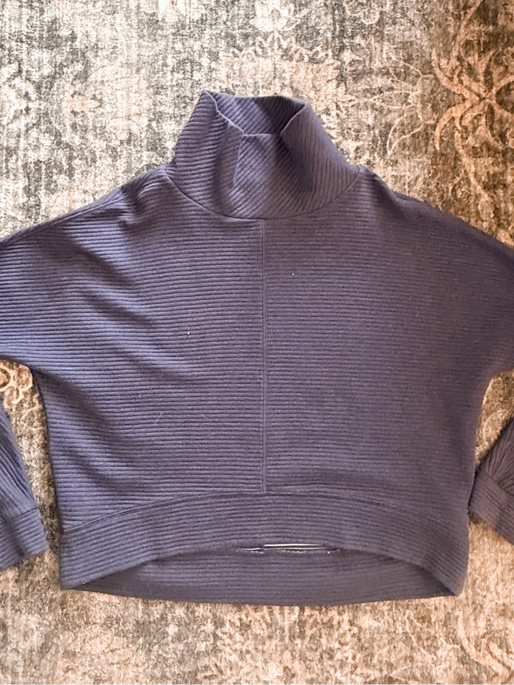 Zella Navy Ribbed Cropped Turtleneck Sweater